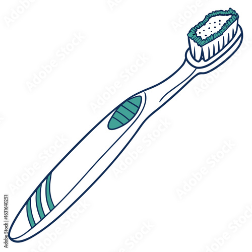 Illustration of a toothbrush for dental care and hygiene isolated on white background