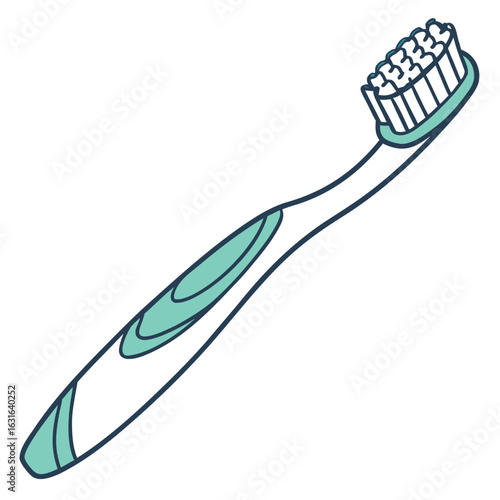 Illustration of a toothbrush isolated on white background, a tool for dental hygiene