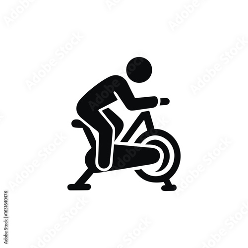 Person Exercising on a Stationary Bike Black Silhouette Symbol of Fitness and Healthy Lifestyle Using Modern Exercise Equipment