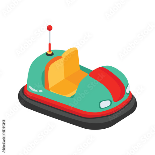 Trendy 2d style icon of amusement park bumper car