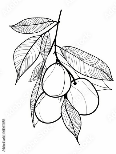 Minimalistic line art of mangoes