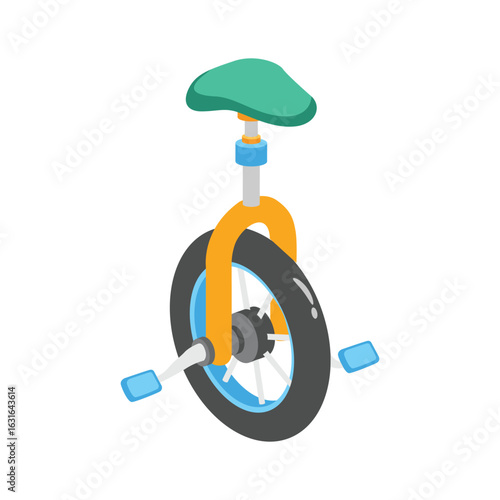 Trendy 2d style icon of balancing unicycle rider