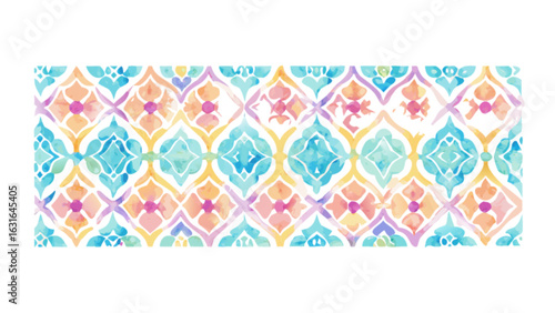 Watercolor seamless pattern with a decorative design, perfect for adding a touch of artistic flair to any project, isolated on white background