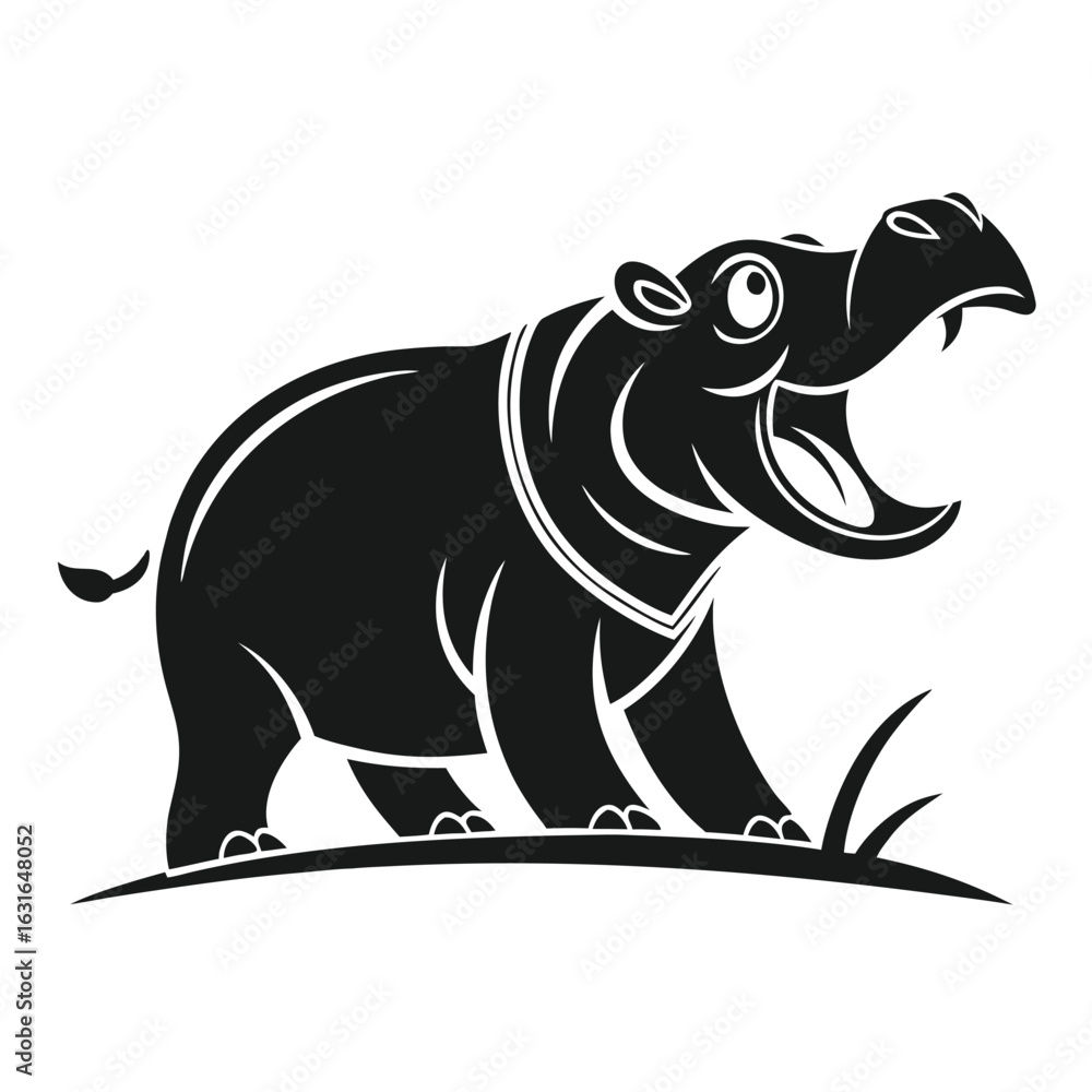 Fototapeta premium Silhouetted hippopotamus illustration