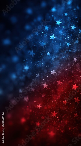 Vibrant stars shining in a red, white, and blue gradient background creating a festive atmosphere for celebrations