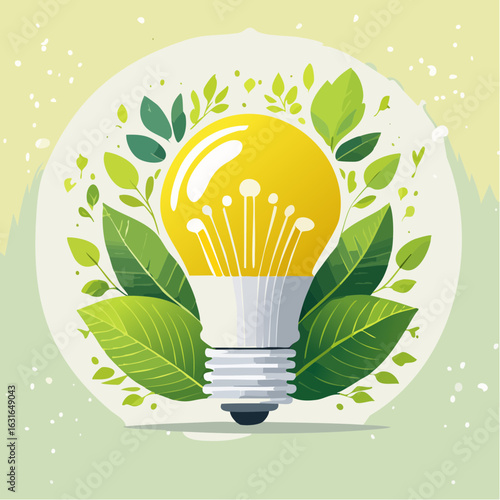 Illustration of an eco-friendly LED bulb symbolizing energy efficiency, in flat minimalist vector style.
