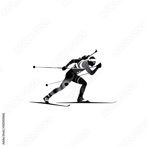 Abstract Biathlete Skiing - Winter Sports Graphic
