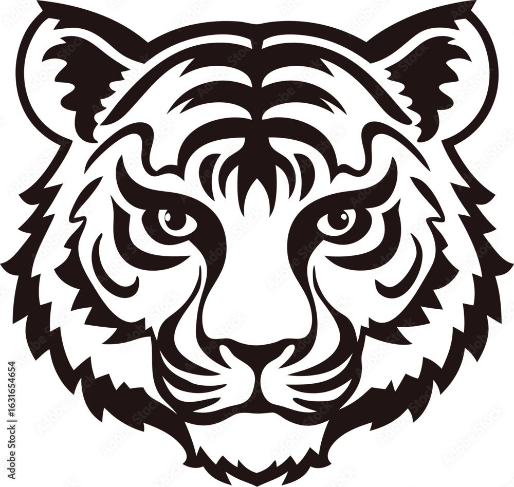 Naklejka premium Tiger face silhouette