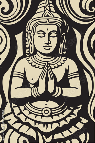 Tep Pronom Khmer Art  vector emlement oranment Kbach khmer