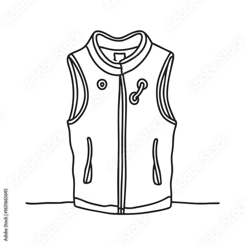 doodle illustration of a cycling vest spread out on doodle illustration of a tabletop