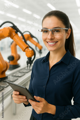 business woman with google glasses