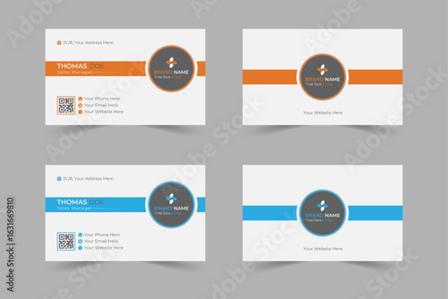 Modern Business Card Design Template Minimalist Corporate Visiting Card Vector Layout Clean and Professional Print-Ready Name Card for Branding Identity, Set of Visitng Card Bundles Editable Vector.
