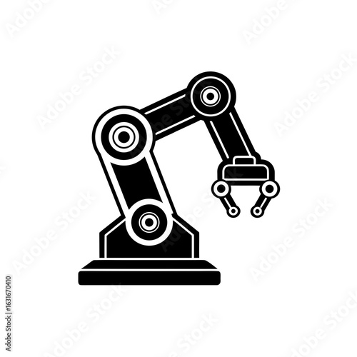 Silhouette of a Robotic Hand – Minimal Technology Vector Isolated on White Background