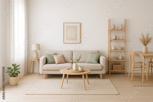 Wallpaper Mural Calm and Cozy Neutral-Toned Living Room Interior Torontodigital.ca