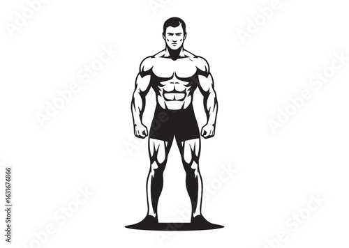 A man with a muscular build is standing vector illustration design
