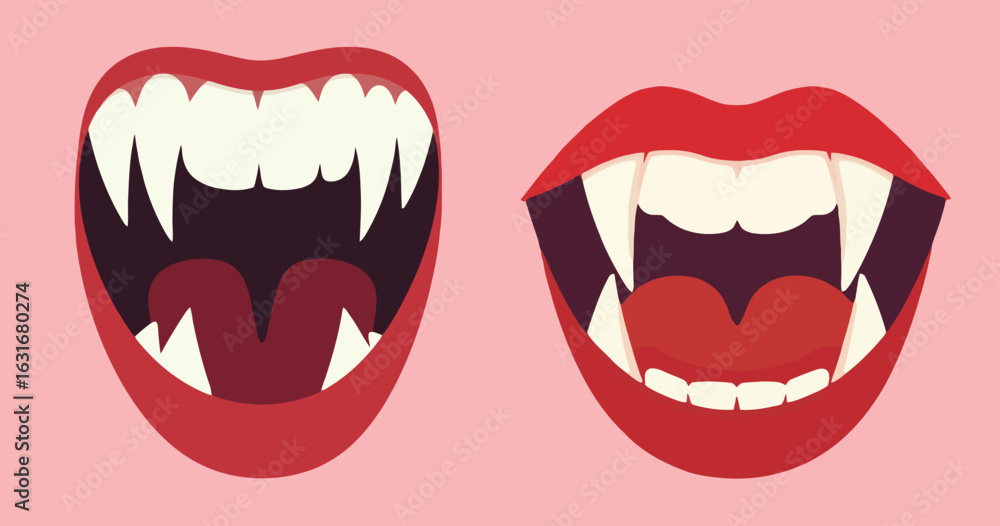 Halloween Vampire Fangs Cartoon Mouth Vector Icon Halloween Vampire Fangs Cartoon Mouth Vector Icon