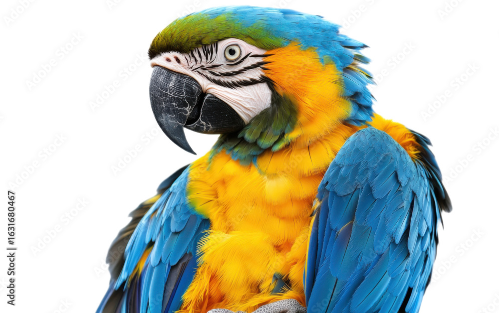 Obraz premium Blue and gold macaw isolated on white background, png