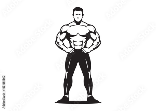 A man with a muscular build is standing vector illustration design
