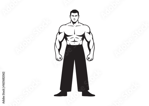 A man with a muscular build is standing vector illustration design