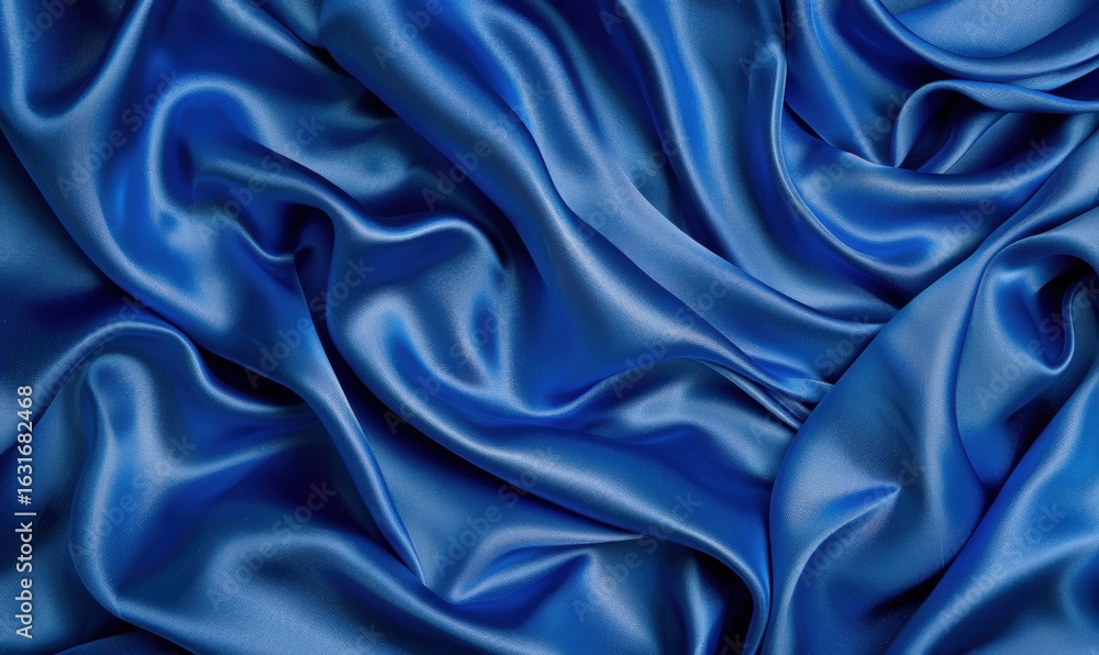 Obraz premium Elegant blue silk fabric with smooth folds and glossy texture background