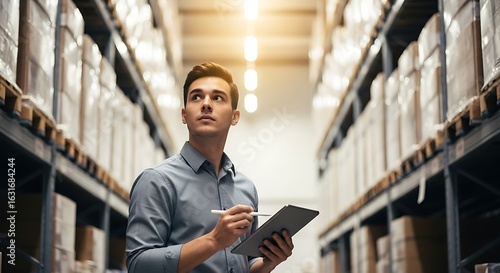 Wallpaper Mural Young man with tablet in warehouse Torontodigital.ca