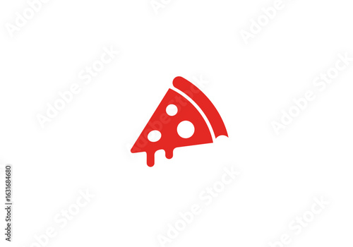 Slice of Pizza Delight: A visually striking slice of pizza, artfully illustrated in vivid red, represents the enticing world of culinary pleasure and deliciousness.