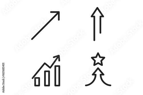 Upward arrows and growth graphs symbolizing success and progress
