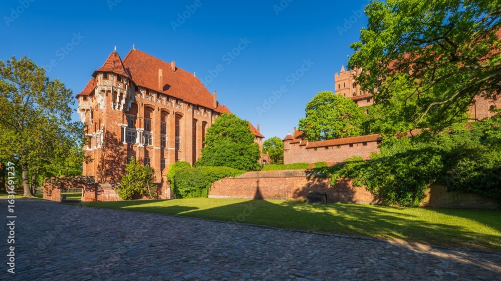 Naklejka premium Malbork on the Nogat river the largest medieval brick castle.