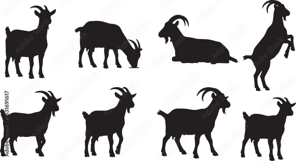 Fototapeta premium Goat Silhouettes Vector