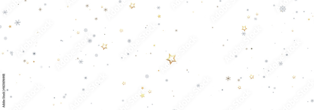 Obraz premium Festive winter background with gold and silver stars and snowflakes. Perfect for Christmas, New Year, or winter holidays