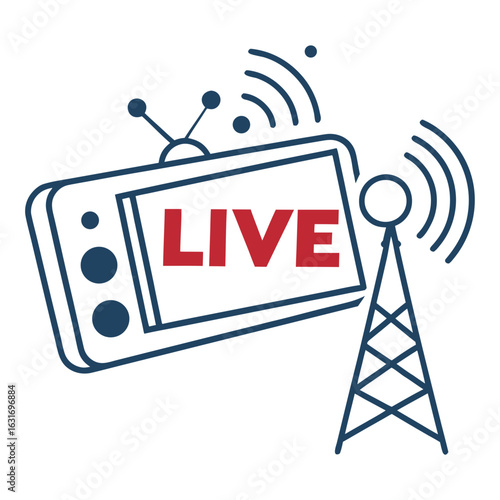 Modern television broadcasting with live signal transmission via antenna and wireless waves