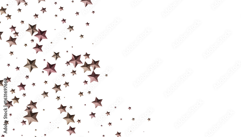 Fototapeta premium Beautiful image of rose gold stars scattered on a white background. Perfect for backgrounds, cards, and more!