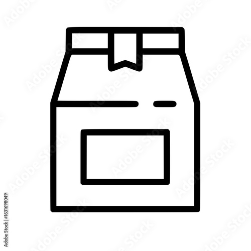Cardboard box with thin line style for package delivery icon
