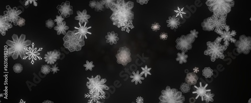 Snowflake Blizzard: Brilliant 3D Illustration Showcasing Descending Holiday Snowflakes