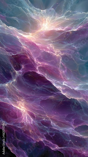 Cosmic nebula swirls, vibrant purple-pink hues
