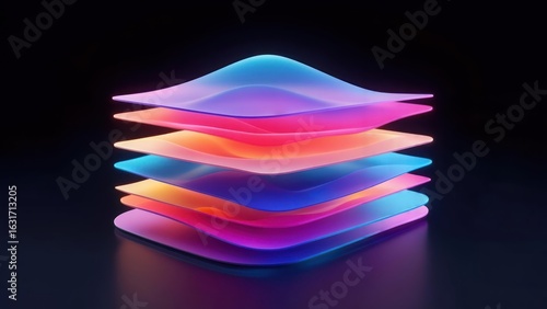 Abstract layered shapes in vibrant colors