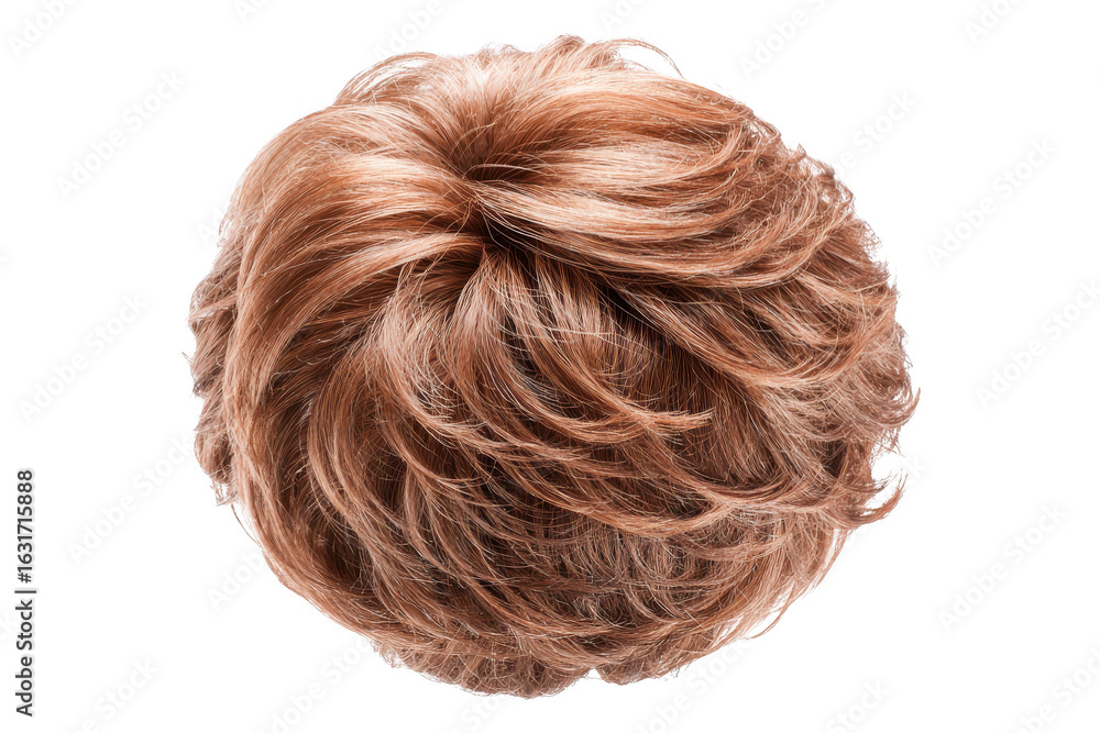 Naklejka premium A top down view of a short layered blonde wig with a Transparent Background