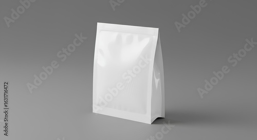 White Stand Up Pouch Mockup On Gray Background