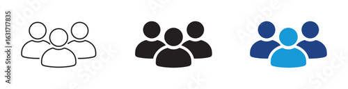 people group icons in outline and silhouette style , Team people. User profile symbol. vector illustration .