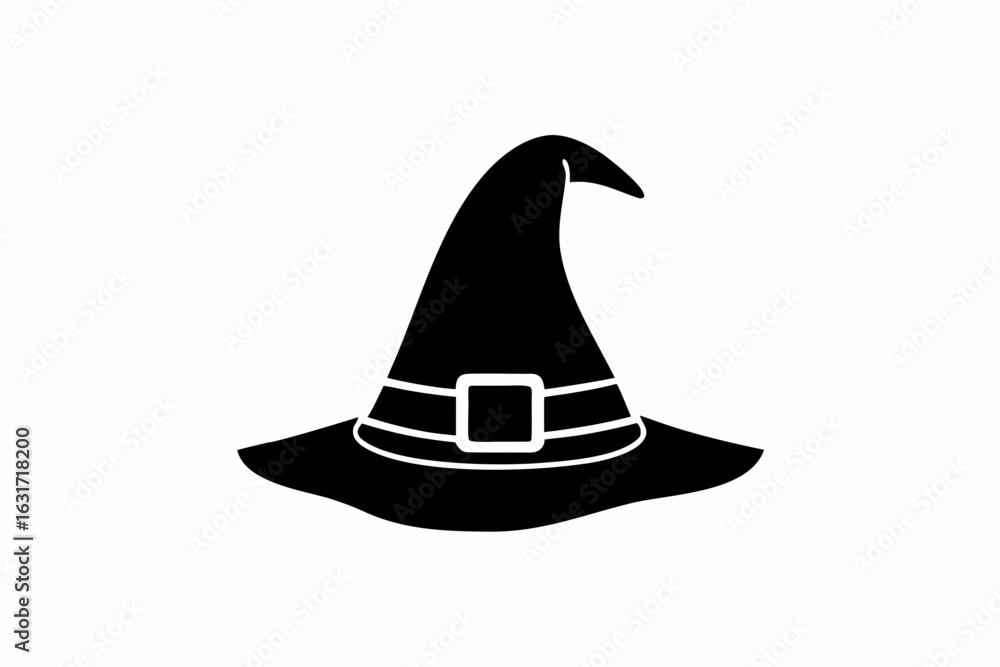 Fototapeta premium Witch Hat vector silhouette illustration isolated on white background