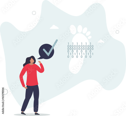Digital footprint and track user activity on internet.human life.