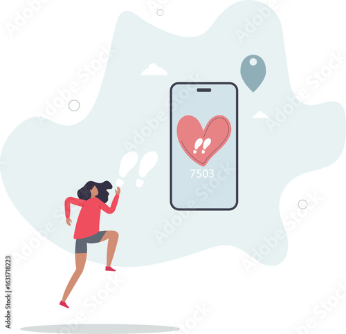 Mobile pedometer concept. Applications and programs for athlete. Active lifestyle,human life.