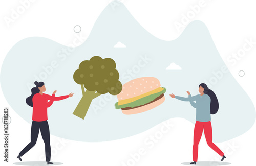 Unhealthy nutrition concept. Diet and ration, active and sedentary lifestyle.human life.
