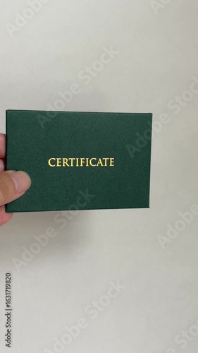 Certificate in Jade or Dark Green with Gold Emboss