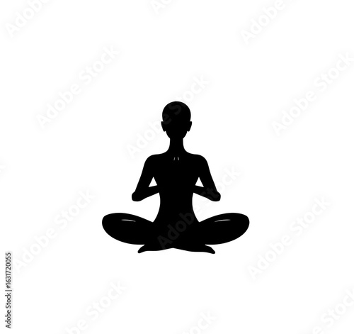 Wallpaper Mural Black and white vector silhouette illustration of a person in lotus yoga pose. Monochrome graphic of human figure meditating, peaceful, zen, mindfulness. Simple, minimalist design element for wellness Torontodigital.ca