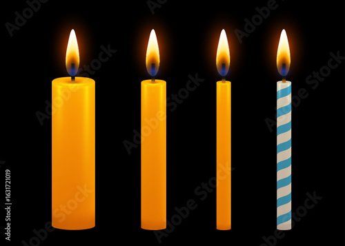 Burning candle. Candle collection. Vector illustration