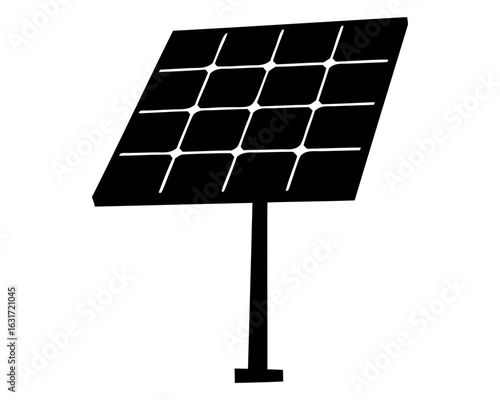 Solar panel silhouette Vector, Solar energy panel black silhouette