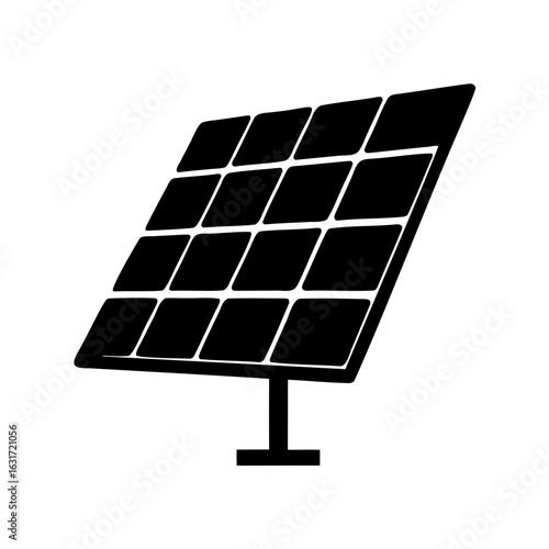 Solar panel silhouette Vector, Solar energy panel black silhouette