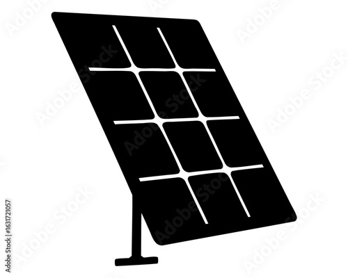 Solar panel silhouette Vector, Solar energy panel black silhouette