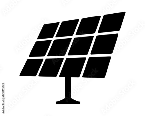 Solar panel silhouette Vector, Solar energy panel black silhouette